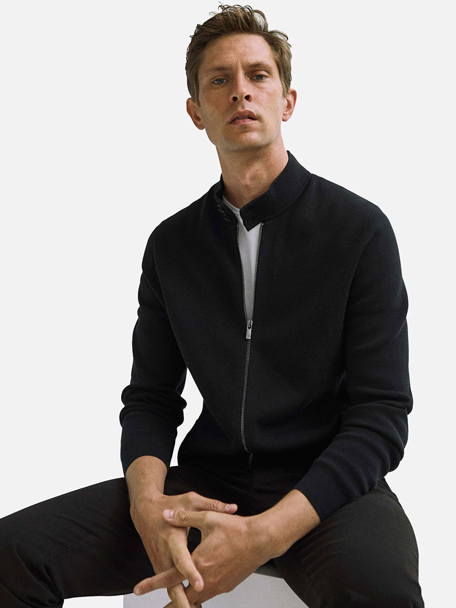 Zipped cotton cardigan