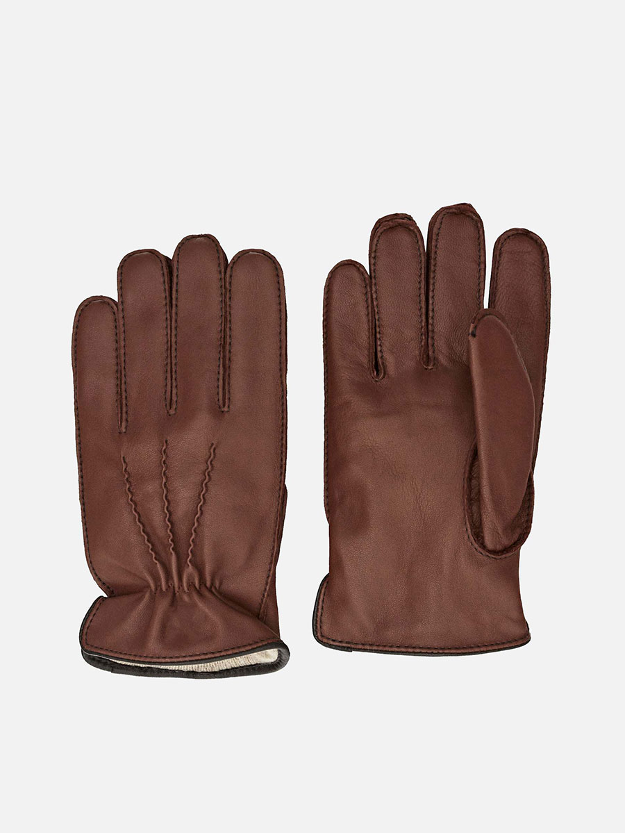 Leather, wool and cashmere gloves