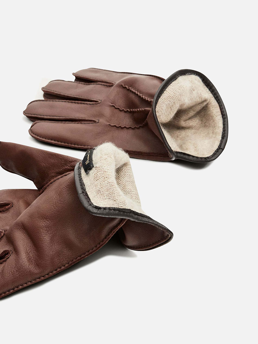 Leather, wool and cashmere gloves