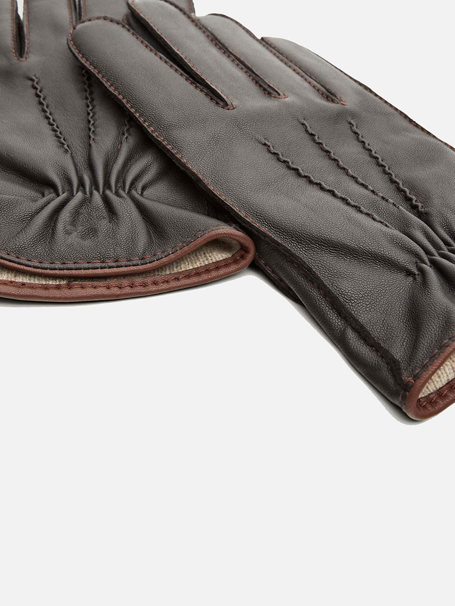 Leather, wool and cashmere gloves